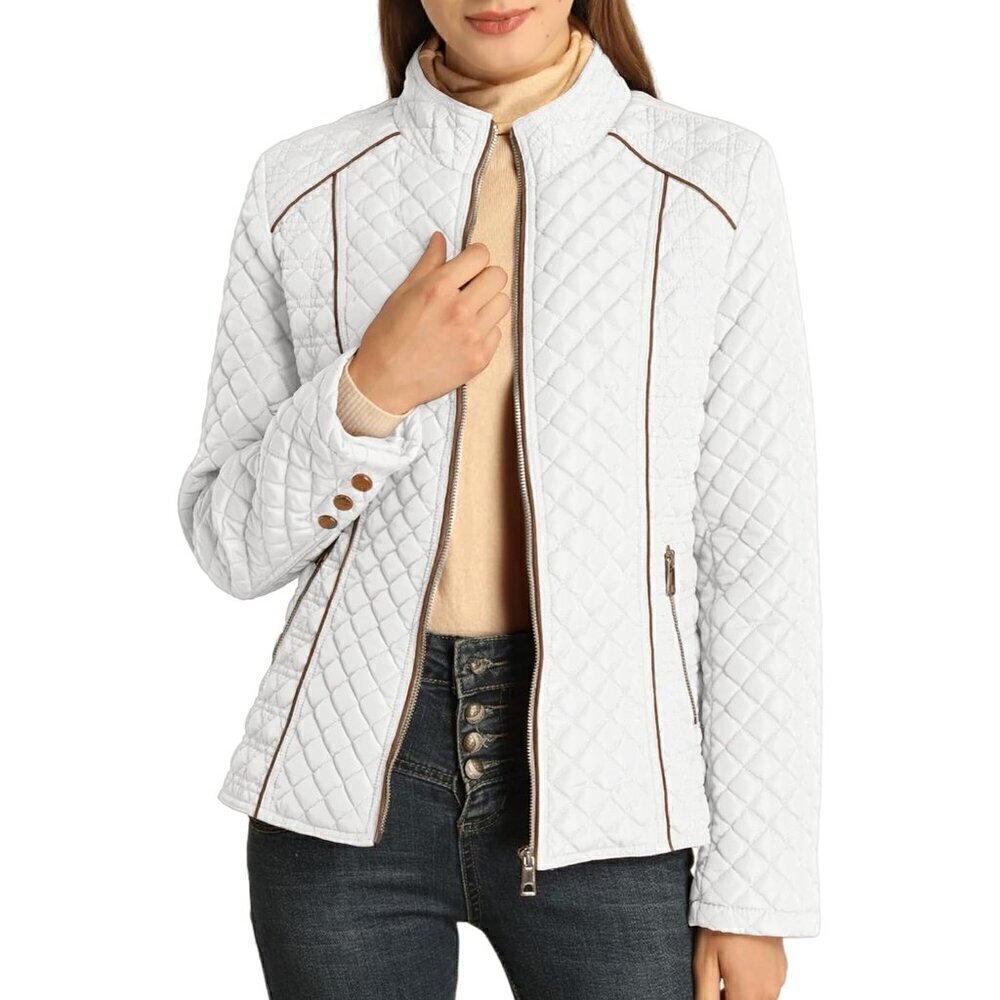 ❤️Bellivera Women's Stand Collar  Lightweight Quilted Puffer The Padded Zip Coat